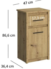 Comodă Andra 1D1S (Stejar artisan). 1052744