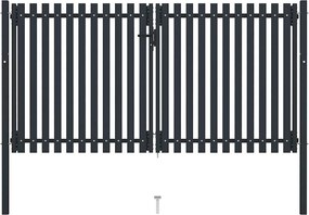 vidaXL Poartă de gard cu ușă dublă, oțel, 300x150 cm, antracit