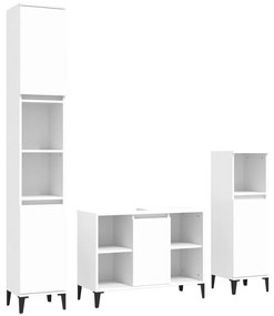 3185621 vidaXL Set mobilier de baie, 3 piese, alb, lemn compozit