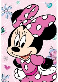 Pătură pentru copii roz din micropluș 100x150 cm Minnie Flowers – Jerry Fabrics