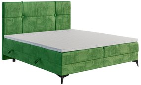 Pat de o persoană boxspring 90 cm Nivela (verde) (cu saltea și sp. depozitare). 1054618