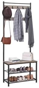 Perete de hol metalic INDUSTRY 175 cm, negru/gri-maroniu