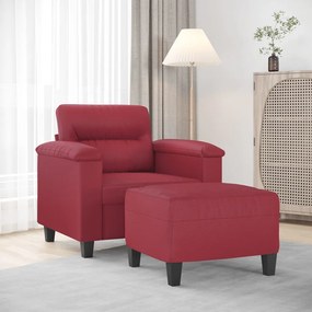 3201240 vidaXL Fotoliu canapea cu taburet, roșu vin, 60 cm, piele ecologică