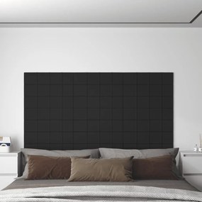 Panouri de perete, 12 buc., negru, 60x15 cm, textil, 1,08 m   12, Negru, 60 x 15 cm