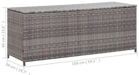 Lada de depozitare de gradina, gri, 150x50x60 cm, poliratan Gri