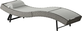 Outsunny Șezlong din PE-rattan, formă în S, șezlong de grădină cu spătar reglabil în 5 poziții, pernă pentru cap, respirabil, rezistent la UV | Aosom Romania