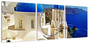 Tablou - Santorini, Grecia (cu ceas) (90x30 cm)