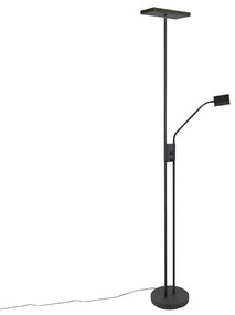 Lampă de podea modernă neagră cu LED și dimmer cu lampă de citit - Jazzy