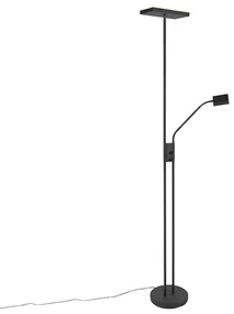 Lampă de podea modernă neagră cu LED și dimmer cu lampă de citit - Jazzy