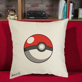 Perna Personalizata Pokeball Rosie, 40x40 cm, Ecru, Husa Detasabila, Perna Inclusa, BEKZ®