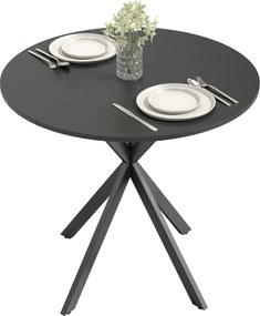 HOMCOM Masă rotundă de bucătărie, 80 cm, blat compact, placă aglomerată, metal, Negru | Aosom Romania