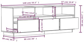 Comoda TV, alb, 140x37x50 cm, lemn masiv de pin 1, Alb