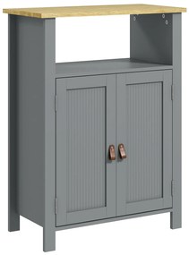 kleankin Mobilier de baie scund multi-rangements mare nișă placard dublu uși gri și natural | Aosom Romania