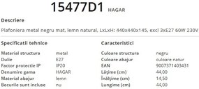 Plafoniera cu 3 spoturi design modern HAGAR negru 15477D1 GL
