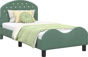 vidaXL Cadru de pat pentru copii cu spătar Verde Mării 80 x 160 cm