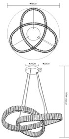 Lustră LED dimabilă pe cablu Globo 67162-110CCT MUCKY 110W/230V d. 78 cm + telecomandă
