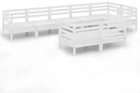 3082925 vidaXL Set mobilier de grădină, 8 piese, alb, lemn masiv de pin