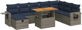 vidaXL Set canapele grădină cu perne 9 piese gri poliratan/lemn acacia