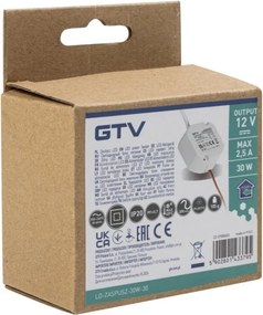 Transformator GTV pentru bandă LED, 30W, 12V, IP20 Plastic, 30 W, 12 V