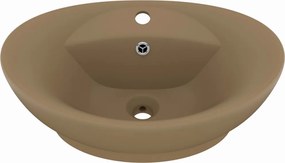 vidaXL Chiuvetă lux cu preaplin, crem mat, 58,5x39 cm ceramică, oval