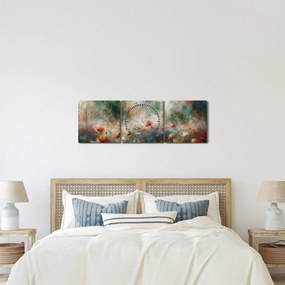 Tablou – Abstracție de câmp cu maci (cu ceas) (90x30 cm)