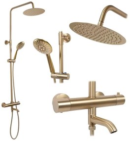 REA-P6604 - Set de duș cu baterie termostatică LUNGO, auriu periat