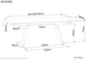 Masa extensibila Bacardi neagra L160-240xl90 cm