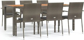 vidaXL Set mobilier de grădină cu perne, 7 piese, gri, poliratan