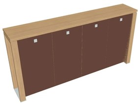Dulap mediu pentru haine Verno+ 260 x 46 x 130 cm, uși de sticlă, stejar deschis / maro