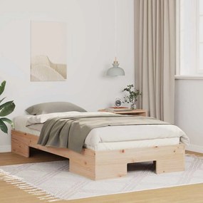 vidaXL Cadru de pat de podea Maro 75 x 190 cm Lemn masiv de pin