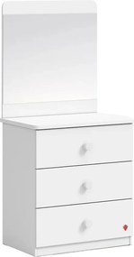 Comoda Line cu oglinda si 3 sertare pentru camera copii, colectia Varia White