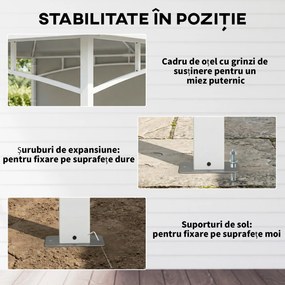 Outsunny Foișor de Grădină 3x3 m cu Corturi, Buzunare pentru Depozitare și Cârlig la Tavan, Foișor din Metal cu Acoperiș Dublu, Orificii de Drenaj, UV30+, Crem | Aosom Romania