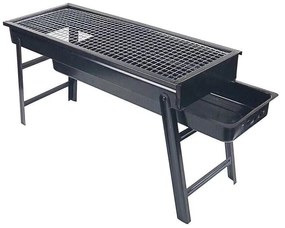 Gratar pliabil pentru camping si pescuit HouseXL™ Mini Barbecue, Din otel, Sarma grill cromata, 60 X 22 CM, Negru