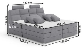 Pat electric reglabil, cu arcuri, gri, 180x200, POLERMA NEW