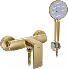 Baterie dus Rea Verso monocomanda auriu periat cu set de dus
