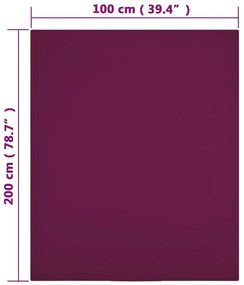 Cearsaf de pat cu elastic, bordo, 100x200 cm, bumbac