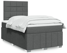 vidaXL Pat box spring cu saltea, gri închis, 120x200 cm, textil