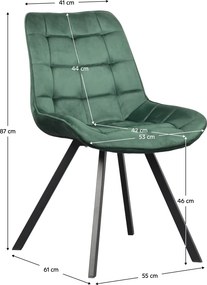 Scaun de luat masa, ţesătură Velvet verde închis/negru, SAMIRA