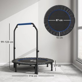 HOMCOM Mini Trampolin Fitness Pliabil de 45" cu Mâner Reglabil din Spumă, Albastru | Aosom Romania