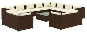 3102898 vidaXL Set mobilier de grădină cu perne, 13 piese, maro, poliratan