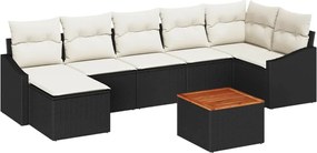 vidaXL Set de canapele pentru grădină 8 pcs Negru și Crem poliratan