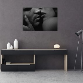 Tablou - Sărutul, fotografie alb-negru (90x60 cm)