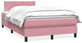 vidaXL Pat box spring cu saltea, roz, 120x220 cm, catifea