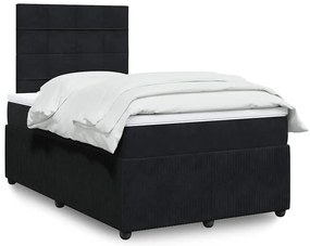 vidaXL Pat box spring cu saltea, negru, 120x200 cm, catifea