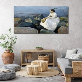 Tablou canvas Plaja de noapte de vară de Edvard Munch