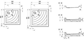 Ravak A007701120 - Tavă de duș pătrată ANGELA 90x90 cm albă