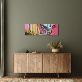 Tablou - Alee roz (cu ceas) (90x30 cm)