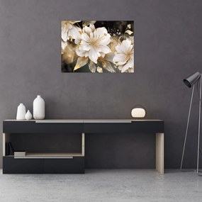 Tablou - Flori în aur (70x50 cm)