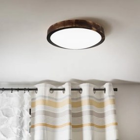 Plafonieră LED OAK SMOKY SLIM, 20W, 230V, 4000K, Ø 27 cm, stejar/maro închis
