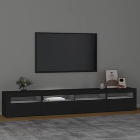 Comodă tv cu lumini led, negru, 240x35x40cm